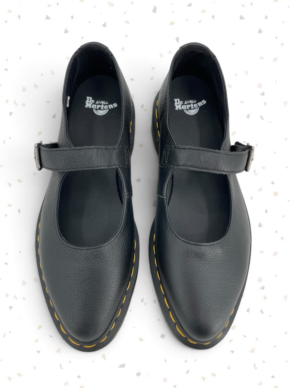 Dr. Martens Elphie MJ Black Leather Mary Janes Flats Pointed Almond Toe Size 8